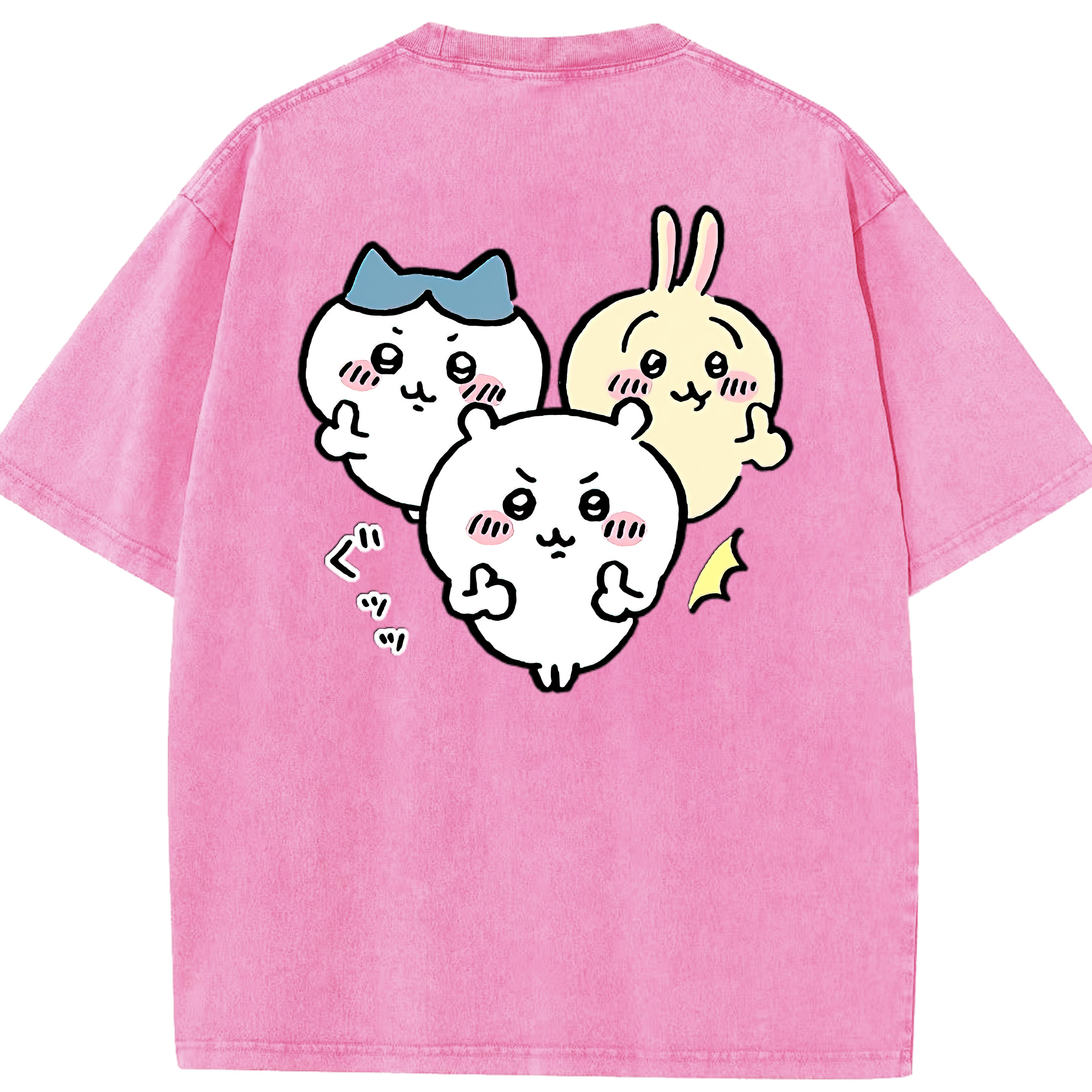 （画像用） ちいかわ うさぎ Chii-kawa usagi 綿100% ヴィンテージ風 半袖Tシャツ（背面プリント）